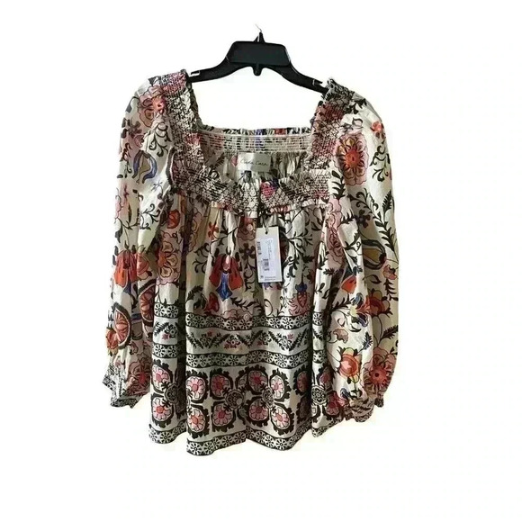 NWT Cara Cara Charleston Square Neck Blouse in Turtledove Botanical Size Large - Picture 9 of 14